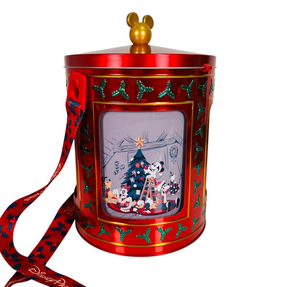 DISNEY PARKS EXCLUSIVE CHRISTMAS 2022 LTD EDITION MUSICAL TIN POPCORN BUCKET NEW